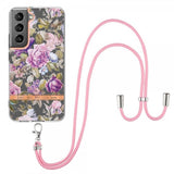 Samsung Galaxy S22 Plus Cover Blomstermønster med Rem Lilla Pæoner