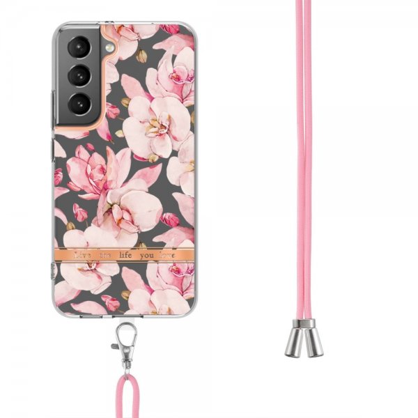 Samsung Galaxy S22 Plus Cover Blomstermønster med Rem Rose Gardenia
