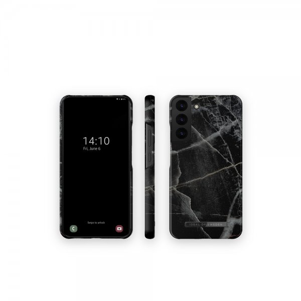 Ideal of Sweden Samsung Galaxy S22 Plus Cover Fashion Case Black Thunder Marble