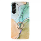 Samsung Galaxy S22 Plus Cover med Ring Marmormønster Grøn Gul