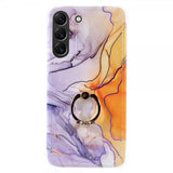 Samsung Galaxy S22 Plus Cover med Ring Marmormønster Lilla Gul