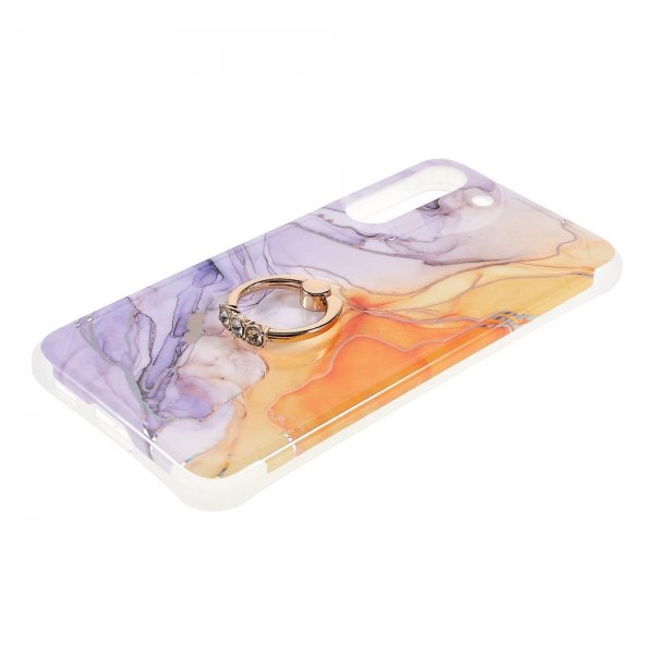 Samsung Galaxy S22 Plus Cover med Ring Marmormønster Lilla Gul