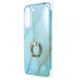 Samsung Galaxy S22 Plus Cover med Ring Marmormønster Lyseblå