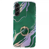 Samsung Galaxy S22 Plus Cover med Ring Marmormønster Mørkegrøn