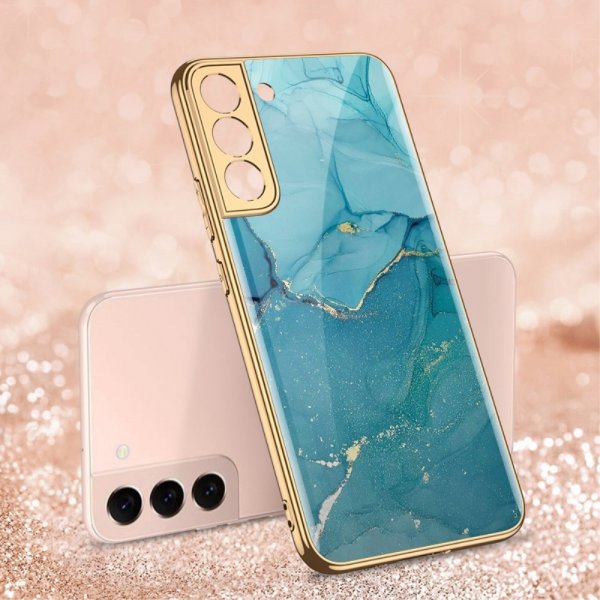 GKK Samsung Galaxy S22 Plus Cover Motiv Marmor Blå