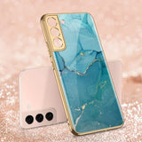 GKK Samsung Galaxy S22 Plus Cover Motiv Marmor Blå