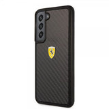 Ferrari Samsung Galaxy S22 Plus Cover Ægte Kulfiber Metal Logo Sort
