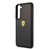 Ferrari Samsung Galaxy S22 Plus Cover Ægte Kulfiber Metal Logo Sort