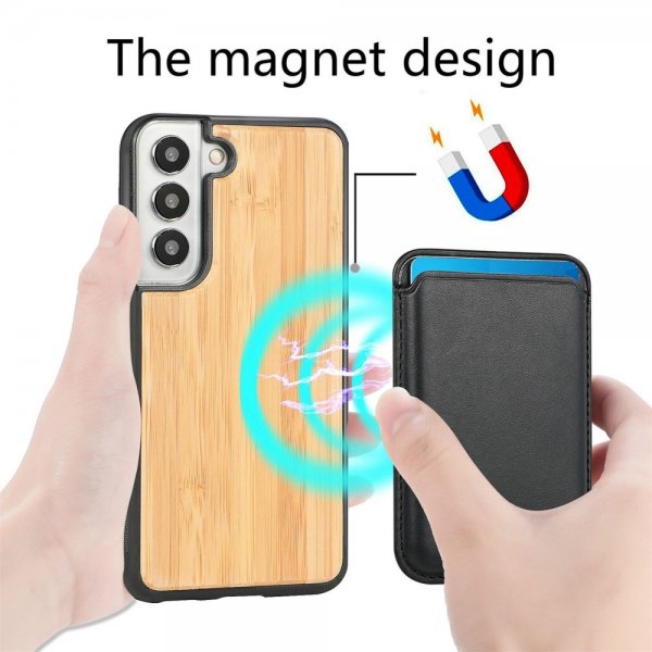 Samsung Galaxy S22 Plus Cover Træ Aftagelig Kortholder Bamboo