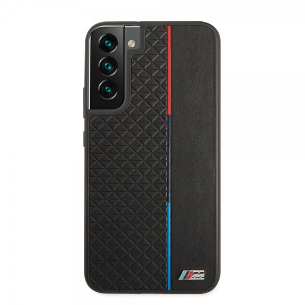 BMW Samsung Galaxy S22 Plus Cover Trekantmønster & Trefarvet Stribe Sort
