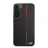 BMW Samsung Galaxy S22 Plus Cover Trekantmønster & Trefarvet Stribe Sort