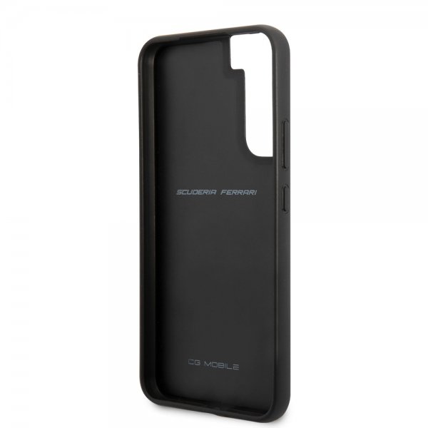Ferrari Samsung Galaxy S22 Plus Cover Vertikal Stribe Metal Logo Sort