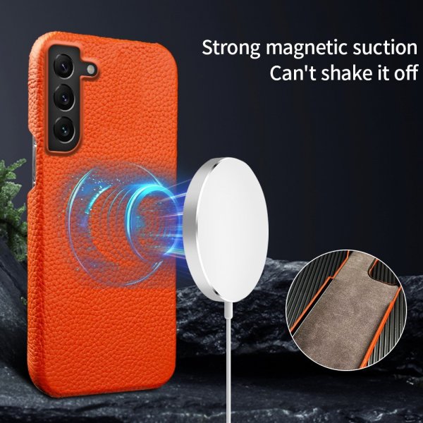 Samsung Galaxy S22 Cover Ægte Læder MagSafe Orange