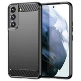 Samsung Galaxy S22 Cover Børstet Kulfiber Tekstur Sort