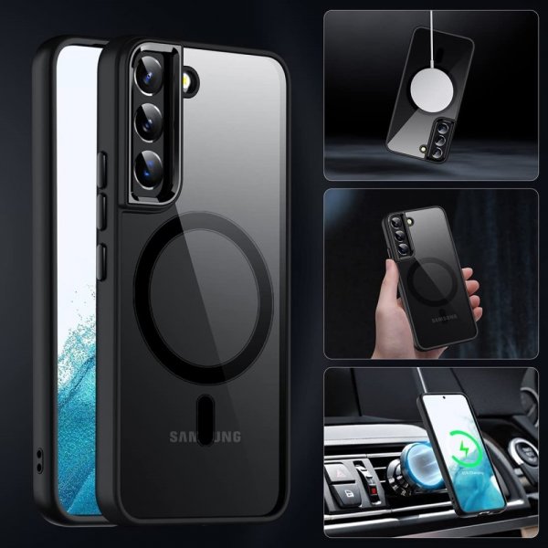 Samsung Galaxy S22 Cover Farvet Kant MagSafe Sort