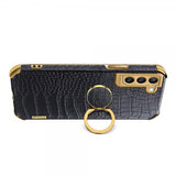 Samsung Galaxy S22 Cover Krokodillemønster Fingerring Rød