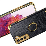 Samsung Galaxy S22 Cover Krokodillemønster Fingerring Rød