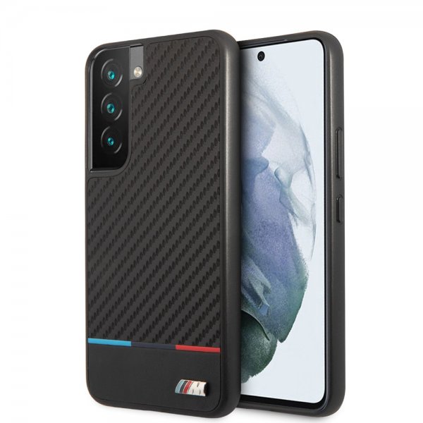 BMW Samsung Galaxy S22 Cover Tricolor Stripe Carbon Sort