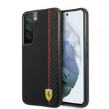 Ferrari Samsung Galaxy S22 Cover Vertical Stripe Metal Logo Sort