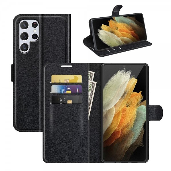 Nordic Covers Samsung Galaxy S22 Ultra Cover Litchi Raven Black