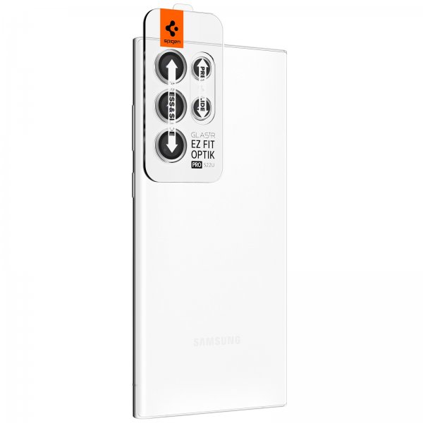 Spigen Samsung Galaxy S22 Ultra Kamerabeskyttelse GLAS.tR EZ Fit Optik Pro 2-pak Phantom White