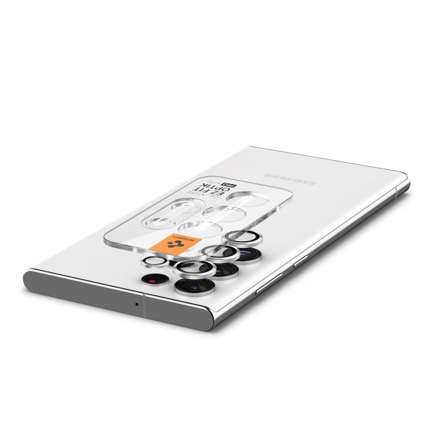Spigen Samsung Galaxy S22 Ultra Kamerabeskyttelse GLAS.tR EZ Fit Optik Pro 2-pak Phantom White