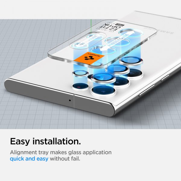 Spigen Samsung Galaxy S22 Ultra Kamerabeskyttelse GLAS.tR EZ Fit Optik Pro 2-pak Phantom White