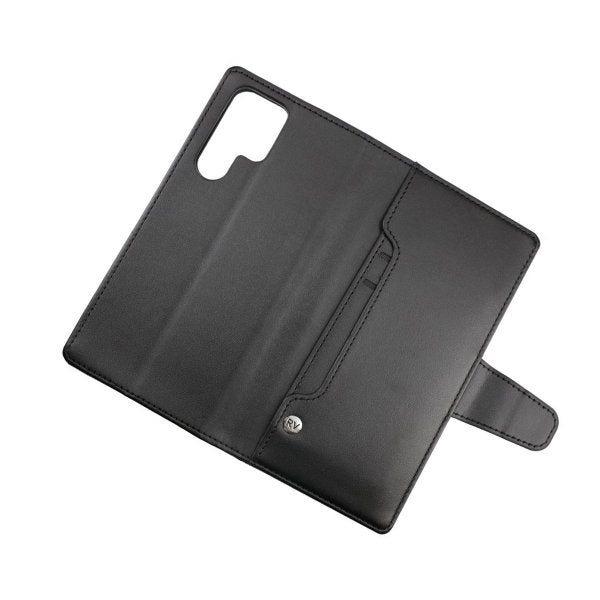 Rvelon Samsung Galaxy S22 Ultra Cover Udtrækkeligt Kortrum Sort