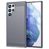 Samsung Galaxy S22 Ultra Cover Børstet Kulfibertekstur Grå