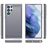 Samsung Galaxy S22 Ultra Cover Børstet Kulfibertekstur Grå