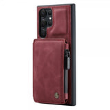 CaseMe Samsung Galaxy S22 Ultra Cover C20 Kortlomme Lynlås Rød