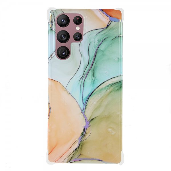 Samsung Galaxy S22 Ultra Cover Marmor Trefarvet
