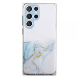 Samsung Galaxy S22 Ultra Cover Marmormønster Lyseblå