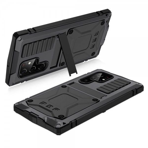 R-JUST Samsung Galaxy S22 Ultra Cover Metal Stødsikkert Sort