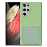 Samsung Galaxy S22 Ultra Cover Silikone Kortlomme Lysegrøn