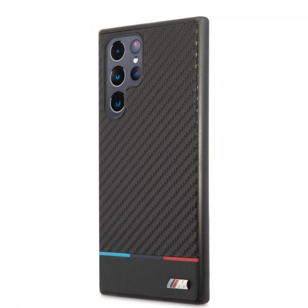 BMW Samsung Galaxy S22 Ultra Cover Tricolor Stripe Carbon Sort