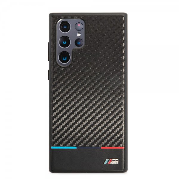 BMW Samsung Galaxy S22 Ultra Cover Tricolor Stripe Carbon Sort