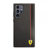 Ferrari Samsung Galaxy S22 Ultra Cover Vertical Stripe Metal Logo Sort