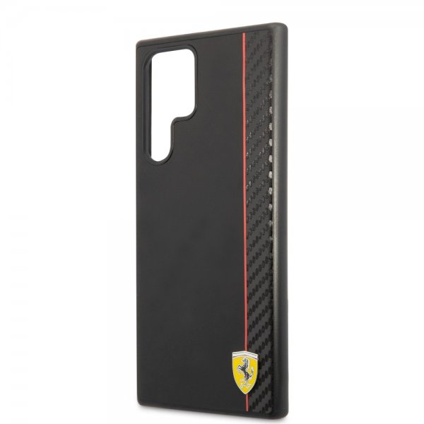 Ferrari Samsung Galaxy S22 Ultra Cover Vertical Stripe Metal Logo Sort