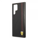 Ferrari Samsung Galaxy S22 Ultra Cover Vertical Stripe Metal Logo Sort