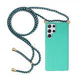 Samsung Galaxy S22 Ultra Cover Hvedestrå med strop Cyan