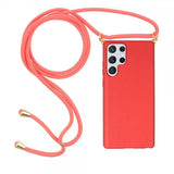 Samsung Galaxy S22 Ultra Cover Hvedestrå med strop Rød