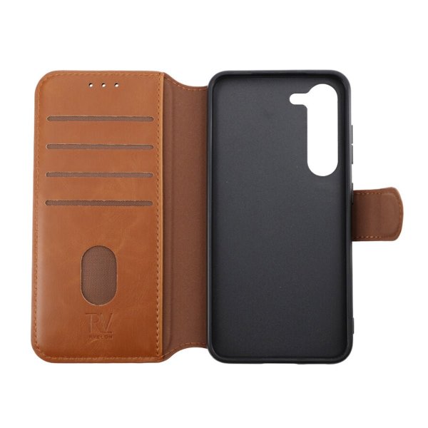 Rvelon Samsung Galaxy S23 Etui Udfoldelig Kortlomme Brun