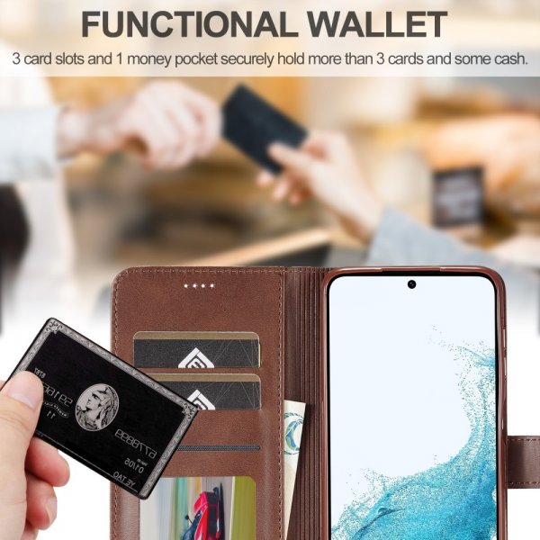 Lc.Imeeke Samsung Galaxy S23 FE Etui med Kortlomme Standerfunktion Brun