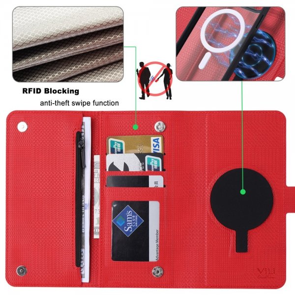 VILI Samsung Galaxy S23 FE Cover med Aftageligt Cover GHB Series MagSafe Rød