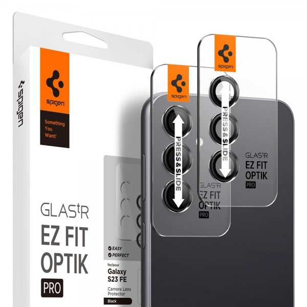 Spigen Samsung Galaxy S23 FE Kamerabeskyttelsesglas Glas.tR EZ Fit Optik Pro 2-pak Sort