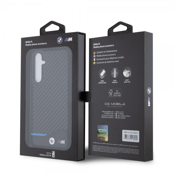 BMW Samsung Galaxy S23 FE Cover Carbon Blue Line Sort