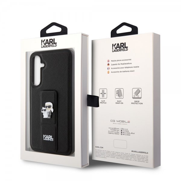 Karl Lagerfeld Samsung Galaxy S23 FE Cover Saffiano Grip Stand Sort