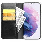 Qialino Samsung Galaxy S23 Etui Ægte læder Kortplads Sort