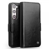 Qialino Samsung Galaxy S23 Cover Ægte Læder Sort